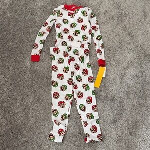 Mario Bros size 10 pajama set- White, Red, and Green